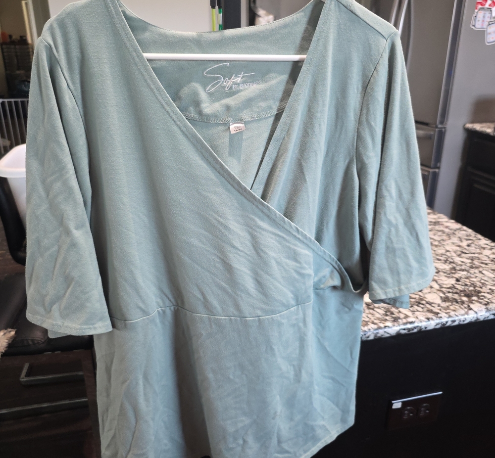 Avenue Sage Green Wrap-Front Tunic